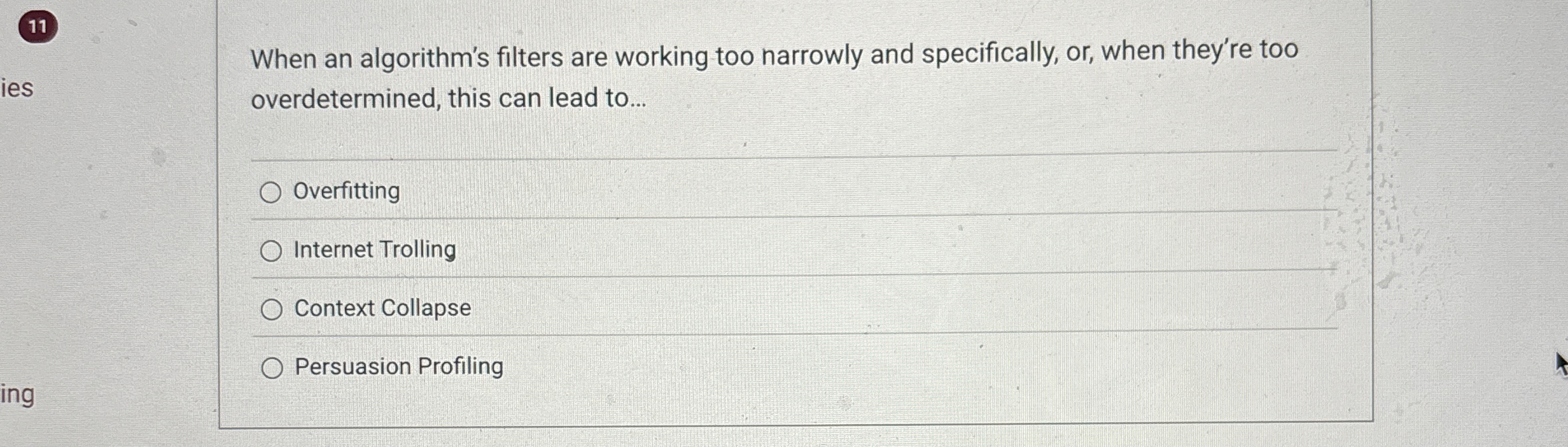 When an algorithm's filters are working too
