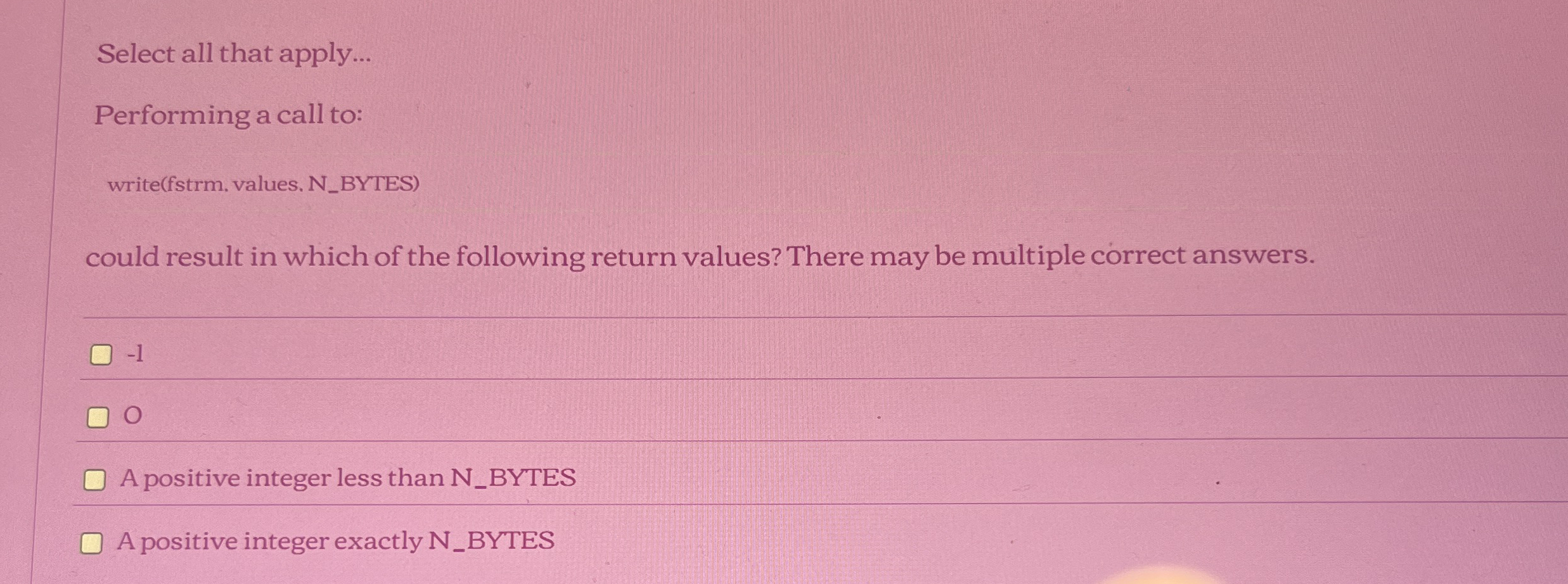 Select all that apply... Performing a call to: