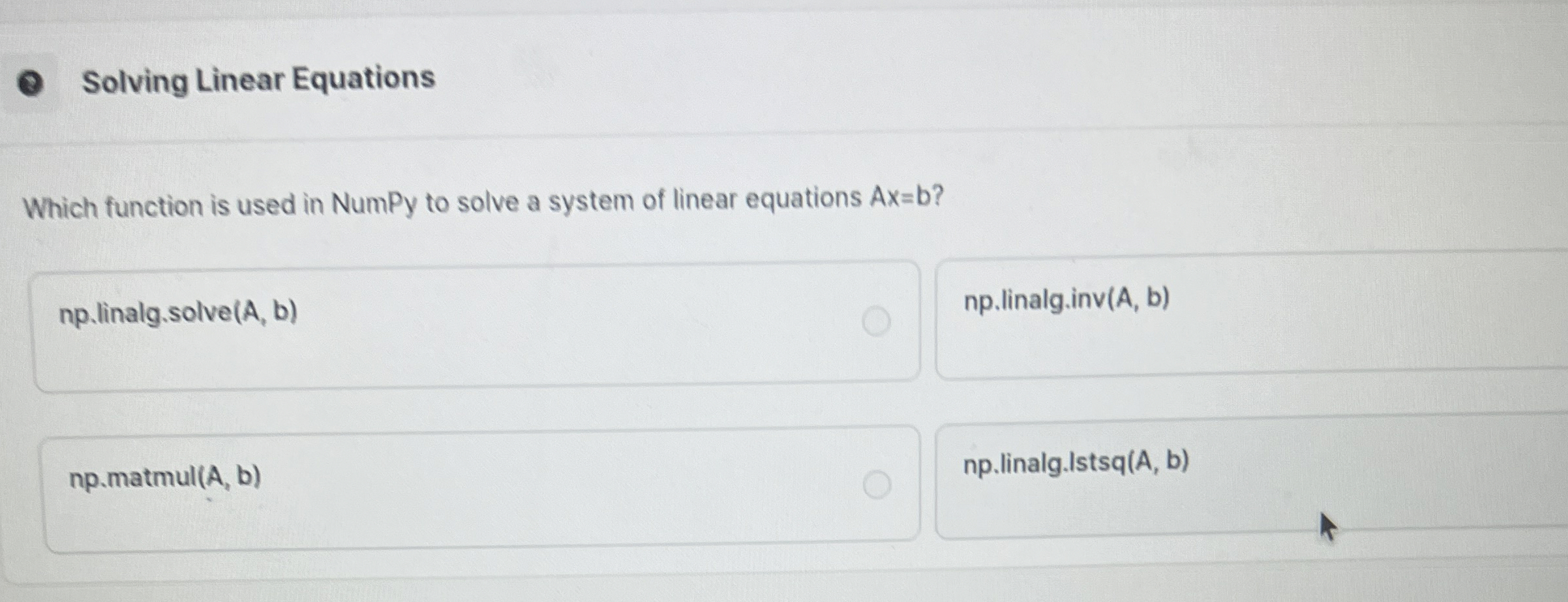 Solving Linear Equations Which function is used