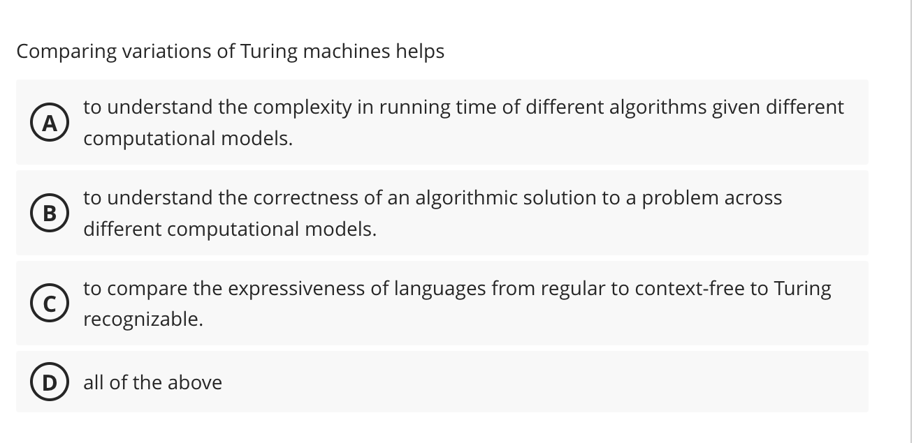 Comparing variations of Turing machines helps to