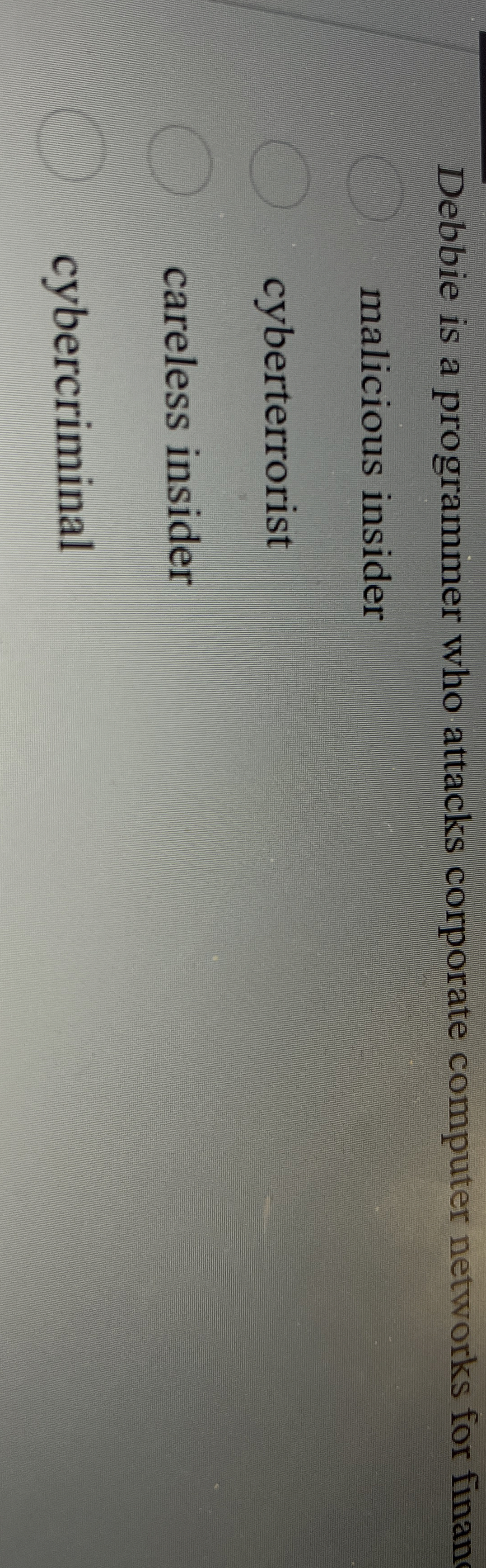 Debbie is a programmer who attacks corporate