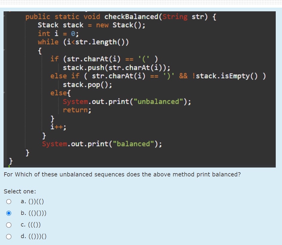 For Which of these unbalanced sequences does the