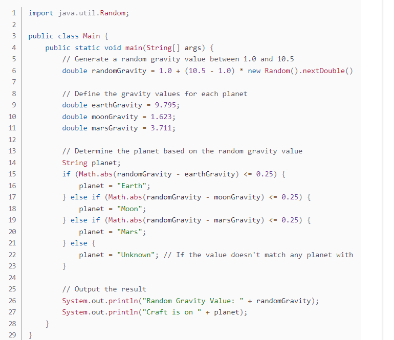 import java.util.Random; public class Main {