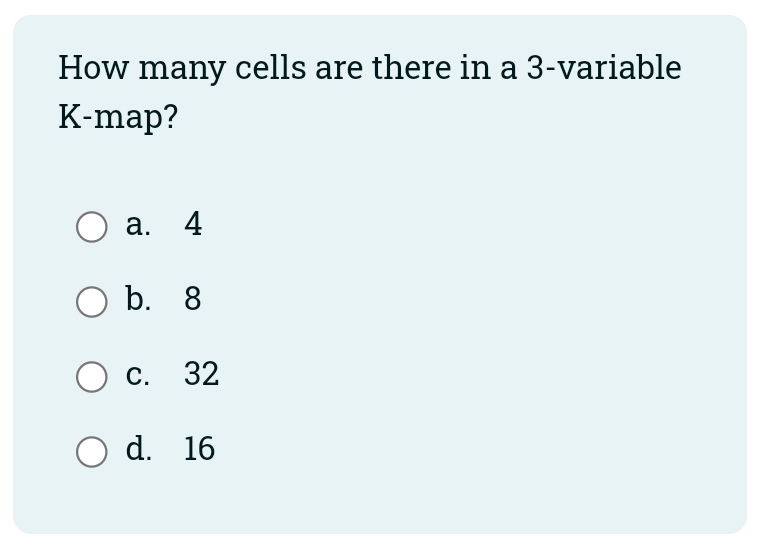 How many cells are there in a 3 - variable K -