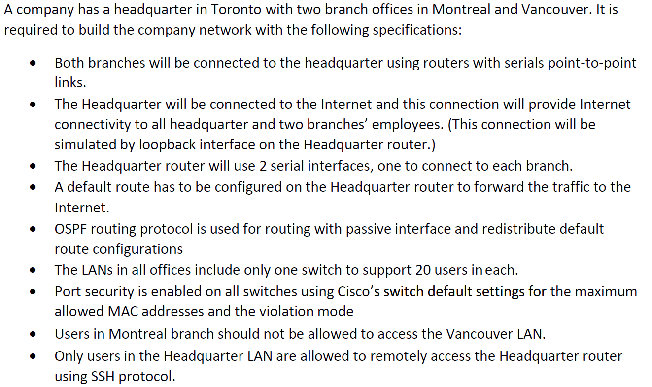 A company has a headquarter in Toronto with two