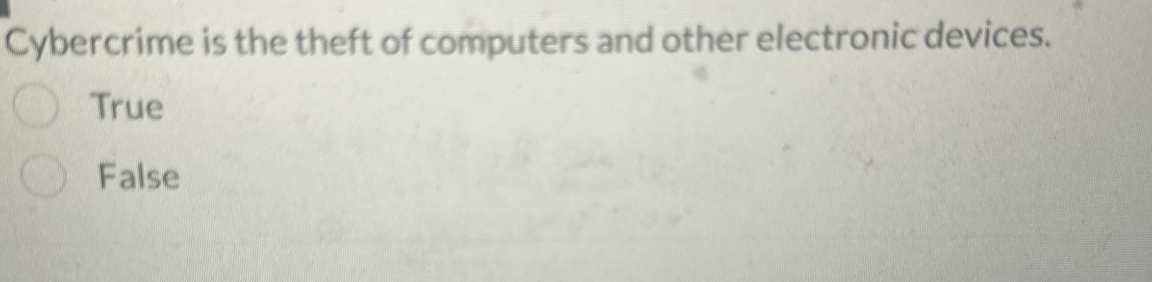 Cybercrime is the theft of computers and other