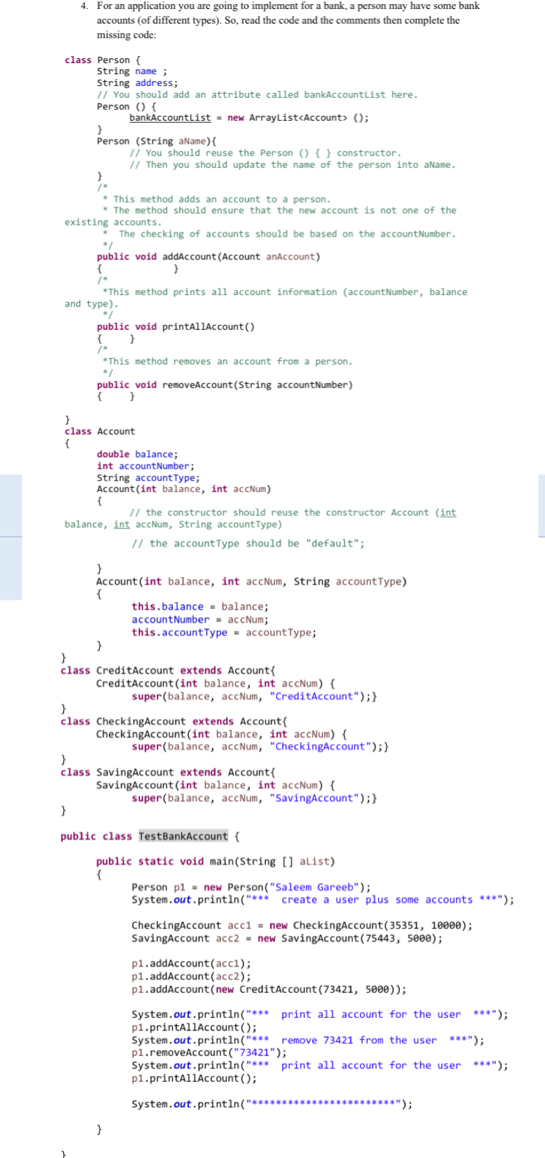 For an application you are going to implement for