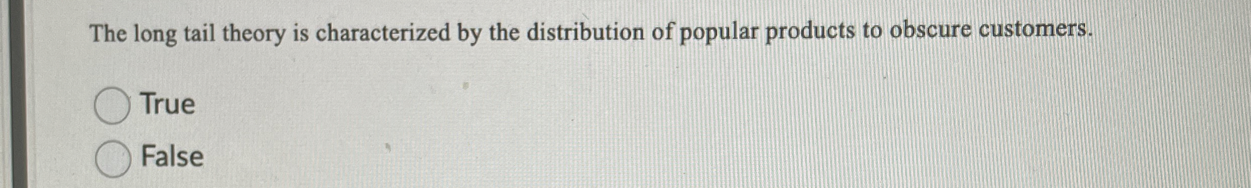 The long tail theory is characterized by the
