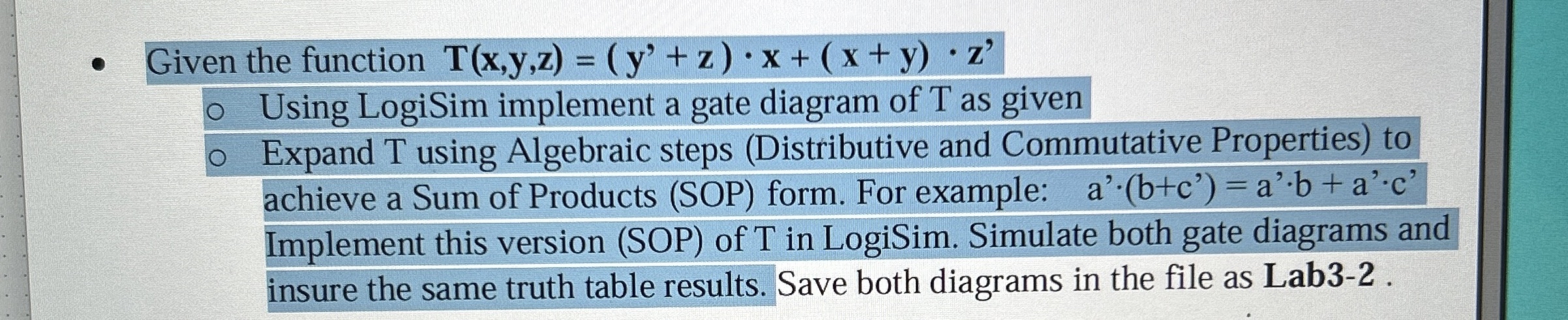 Given the function T ( x , y , z ) = ( y ' + z )