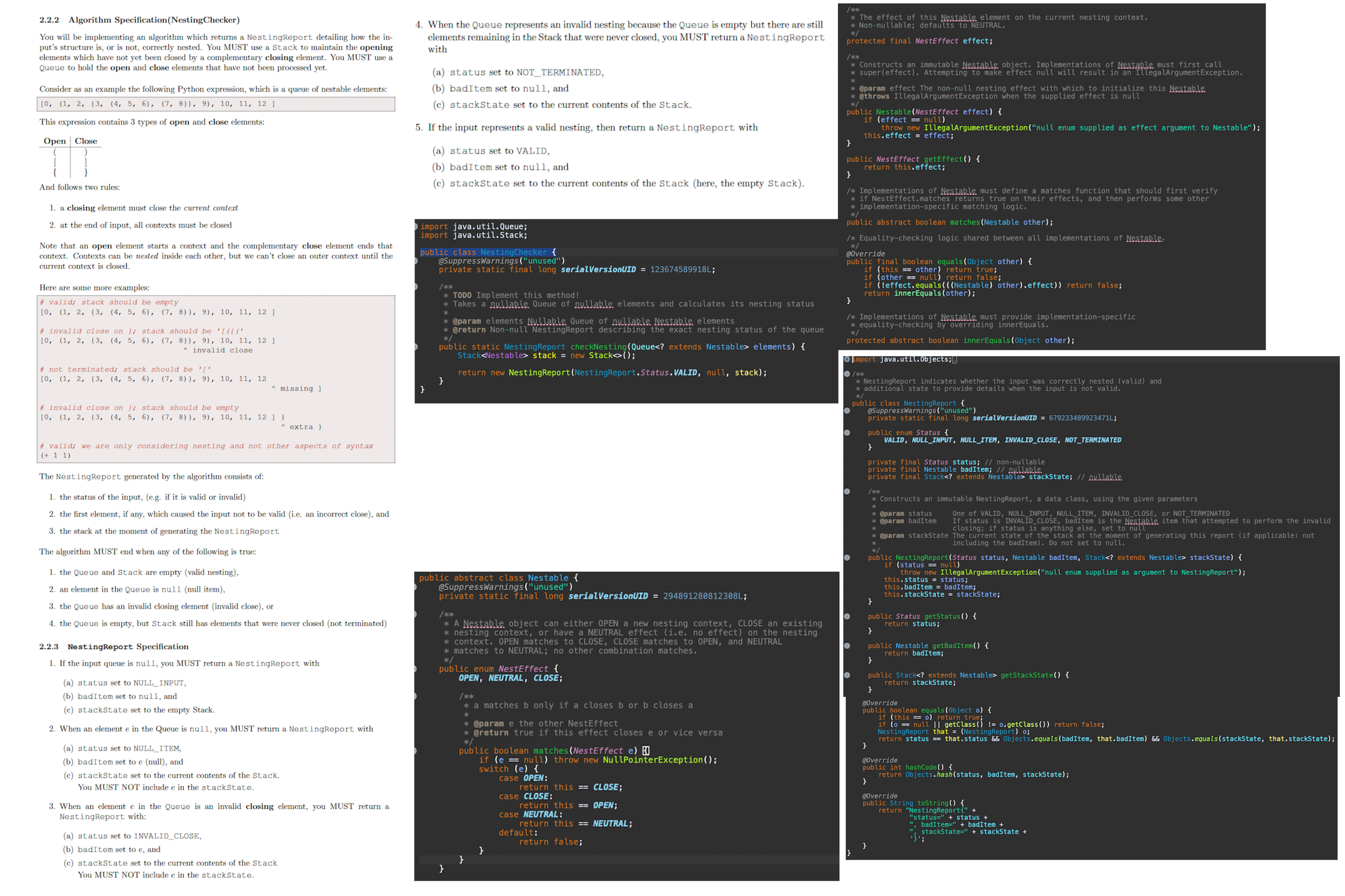 Please write unit tests for the NestingChecker