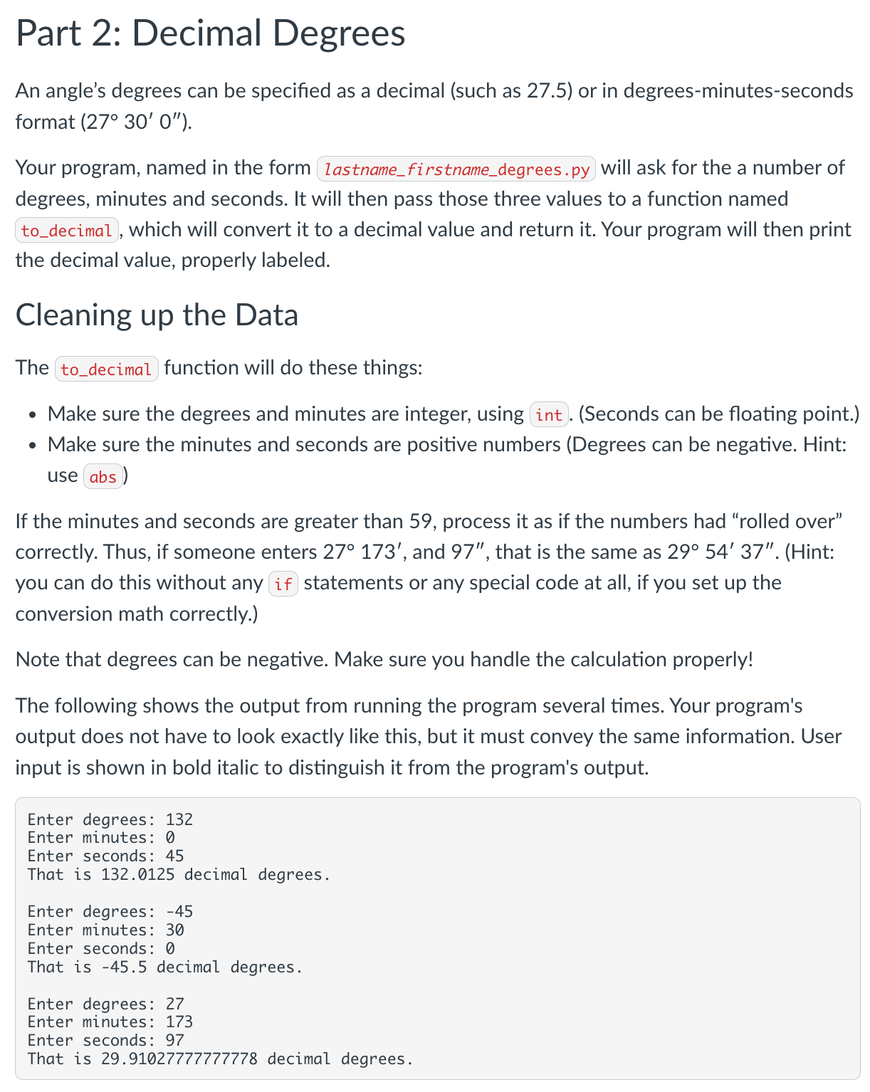 Part 2 : Decimal Degrees Cleaning up the Data The