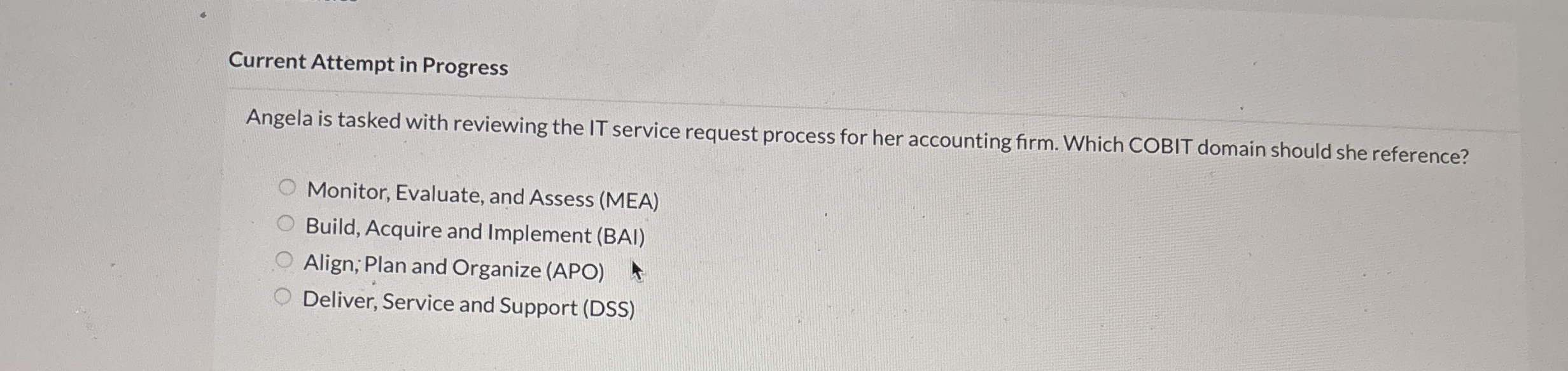 Current Attempt in Progress Angela is tasked with