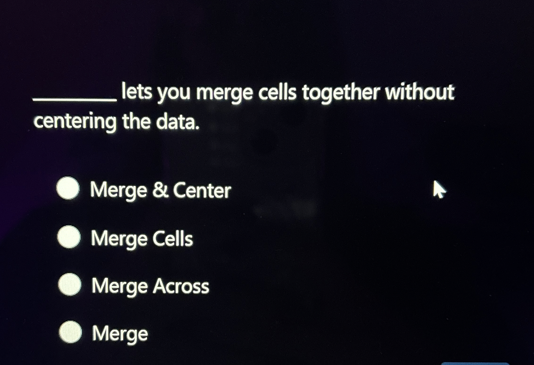 q , lets you merge cells together without