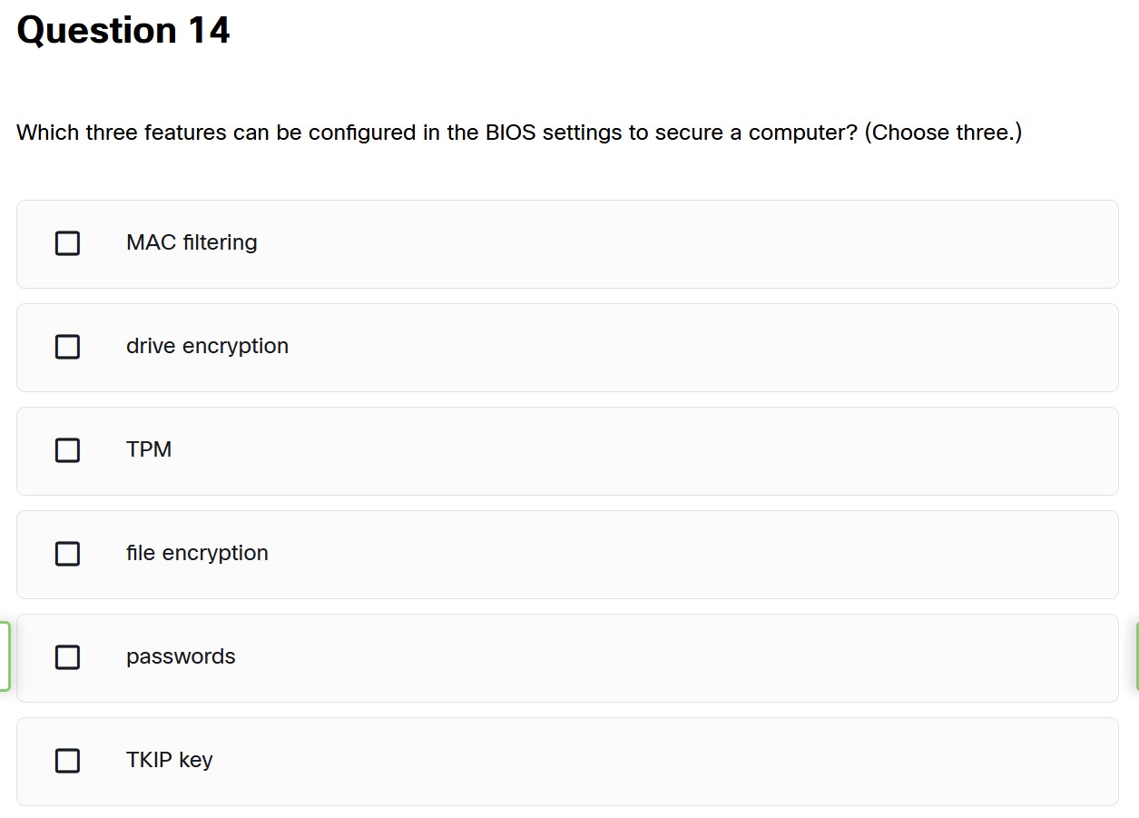 Question 1 4 Which three features can be