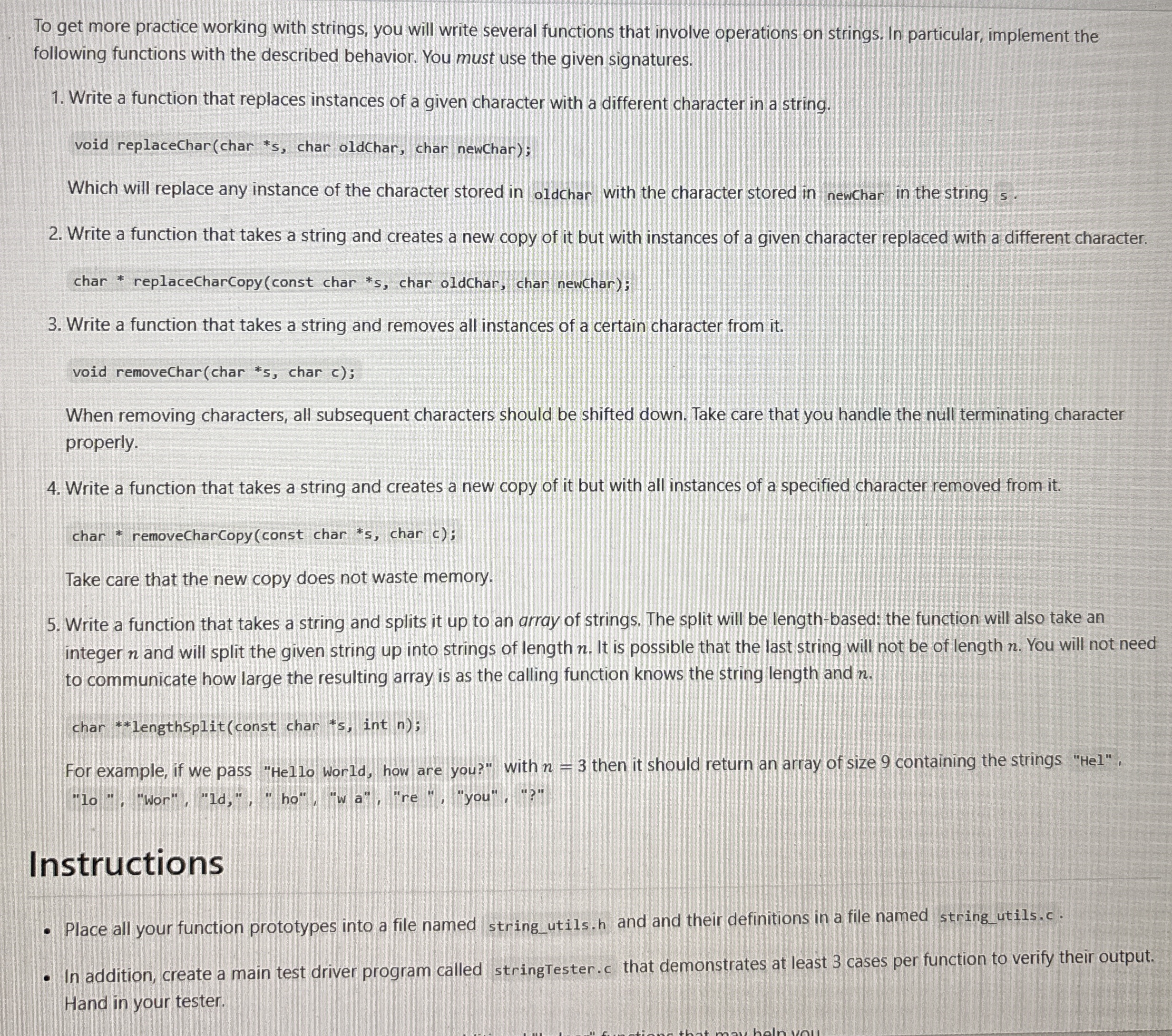 Complete the following program in C coding