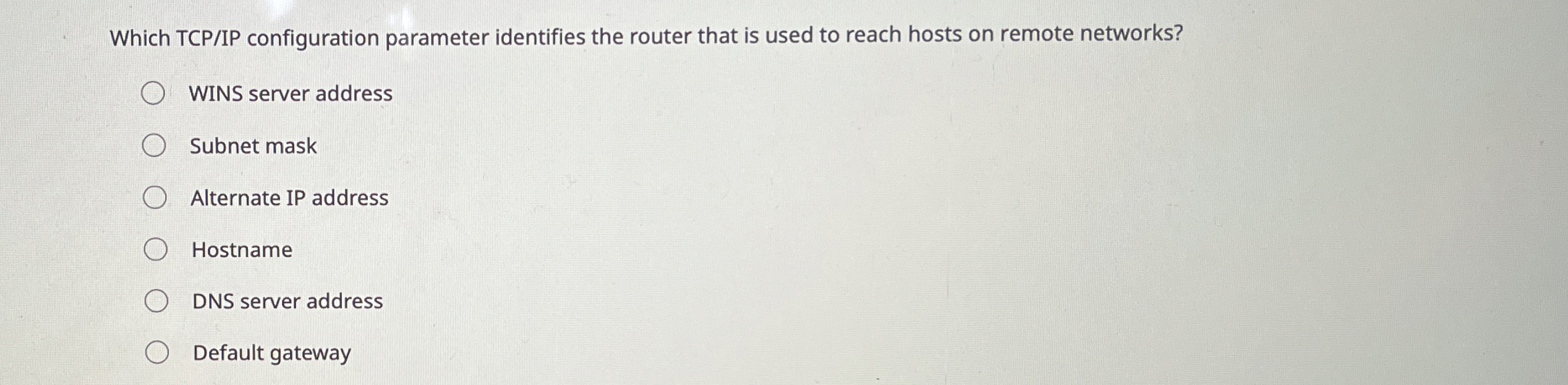 Which TCP / IP configuration parameter identifies