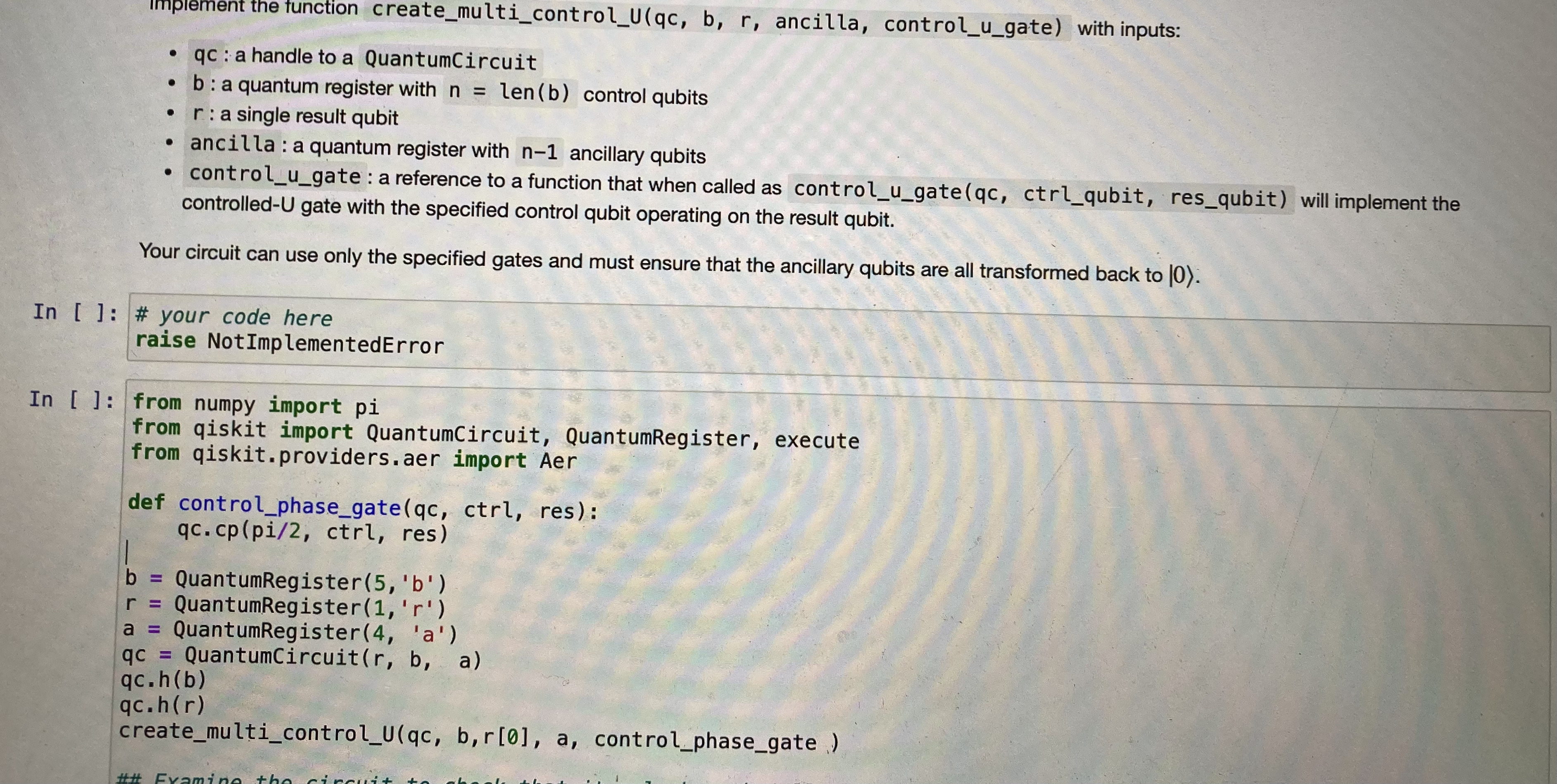 impiement the function create _ multi _ control _