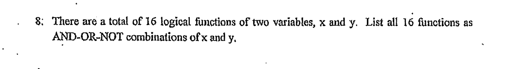 8 : There are a total of 1 6 logical functions of