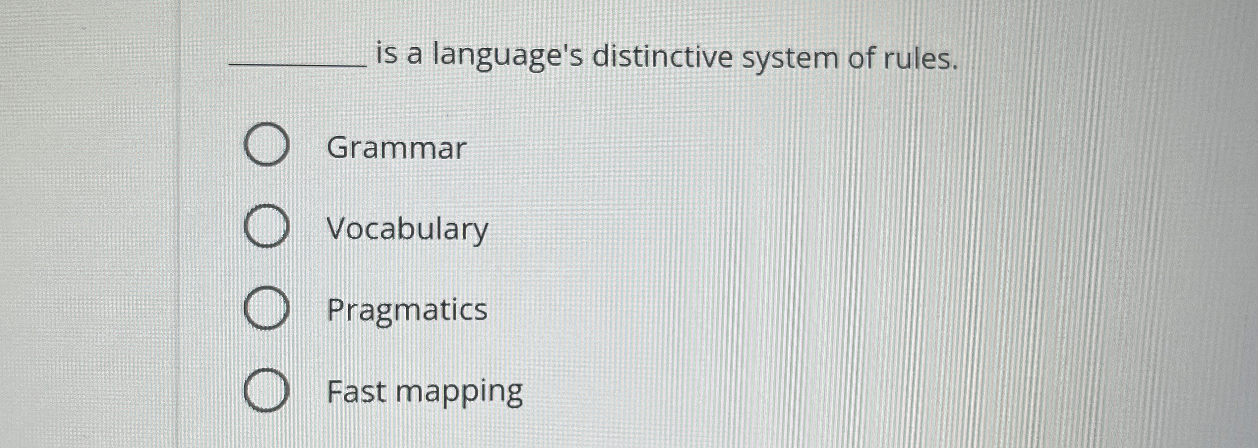 q , is a language's distinctive system of rules.