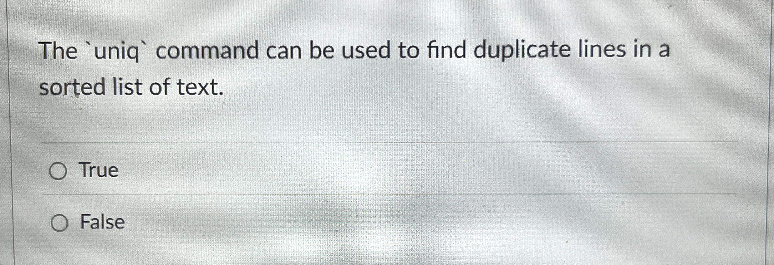 The command can be used to find duplicate lines