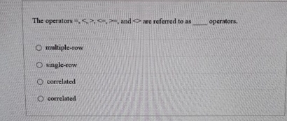 The operators = , <  style=