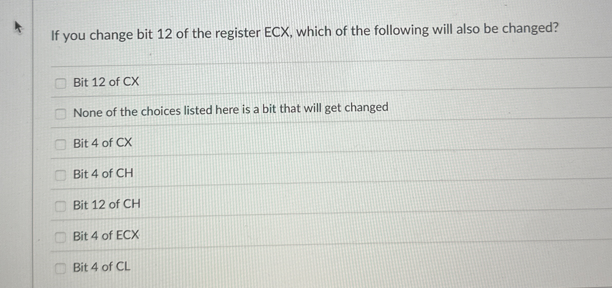 If you change bit 1 2 of the register ECX, which