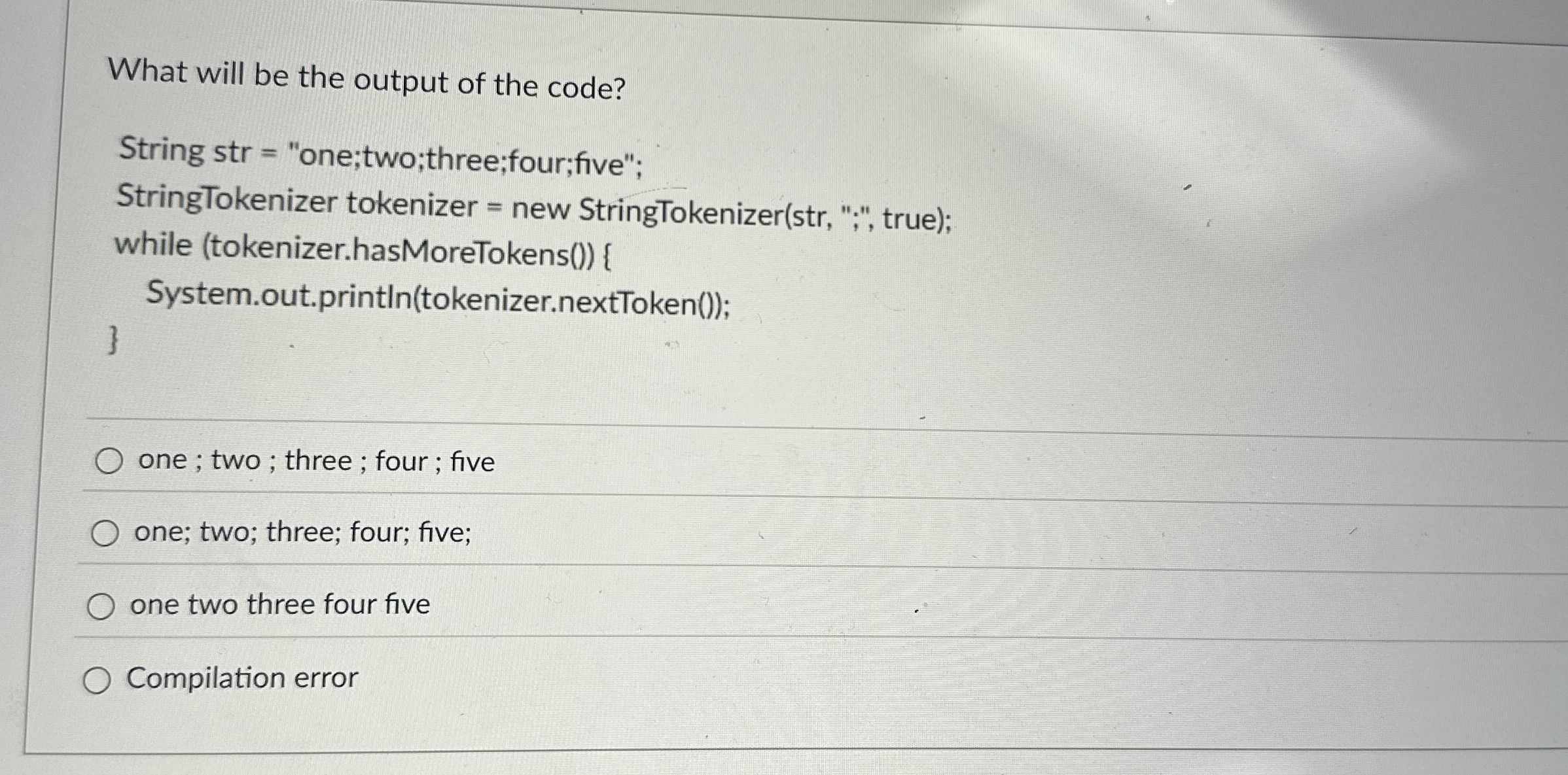 What will be the output of the code? String str =