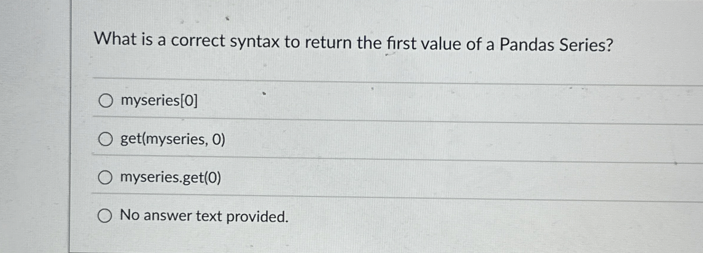 What is a correct syntax to return the first