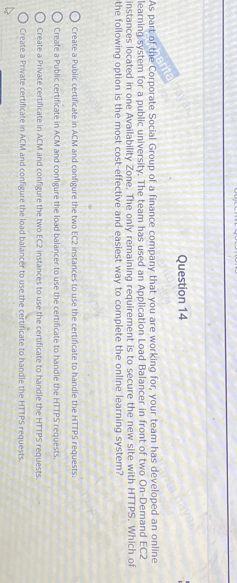 Question 1 4 As part of the Corporate Social