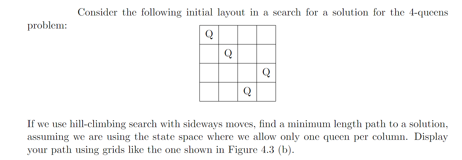 Consider the following initial layout in a search