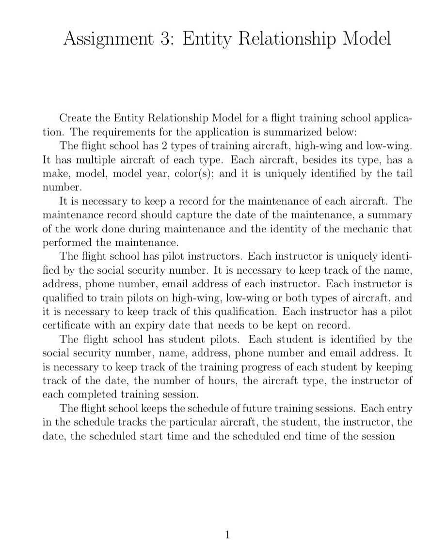 Assignment 3 : Entity Relationship Model Create