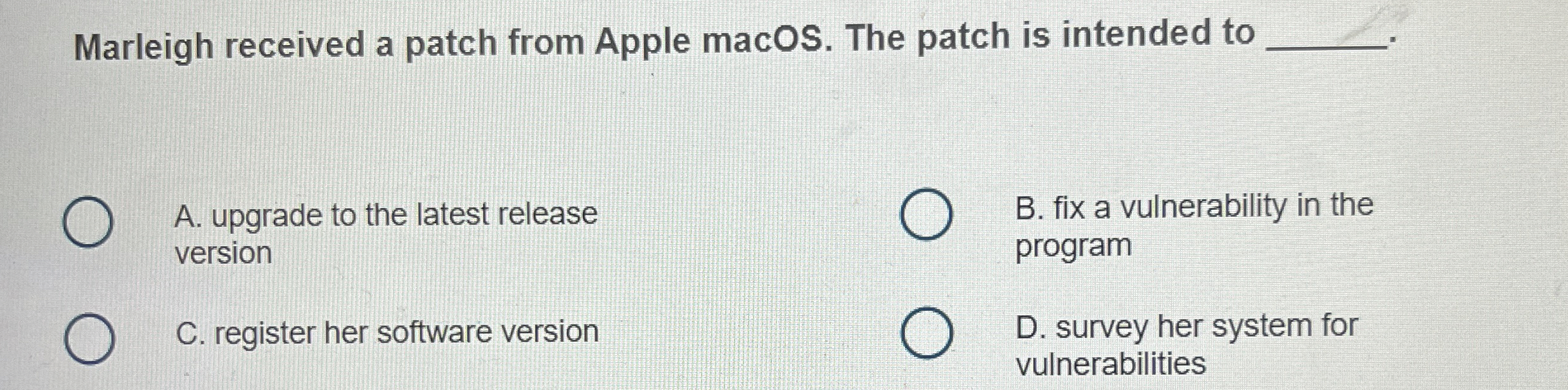 Marleigh received a patch from Apple macOS. The