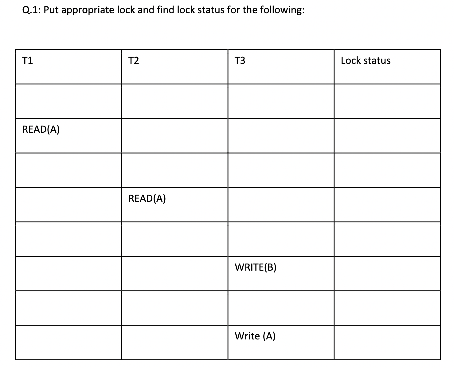 Q . 1 : Put appropriate lock and find lock status