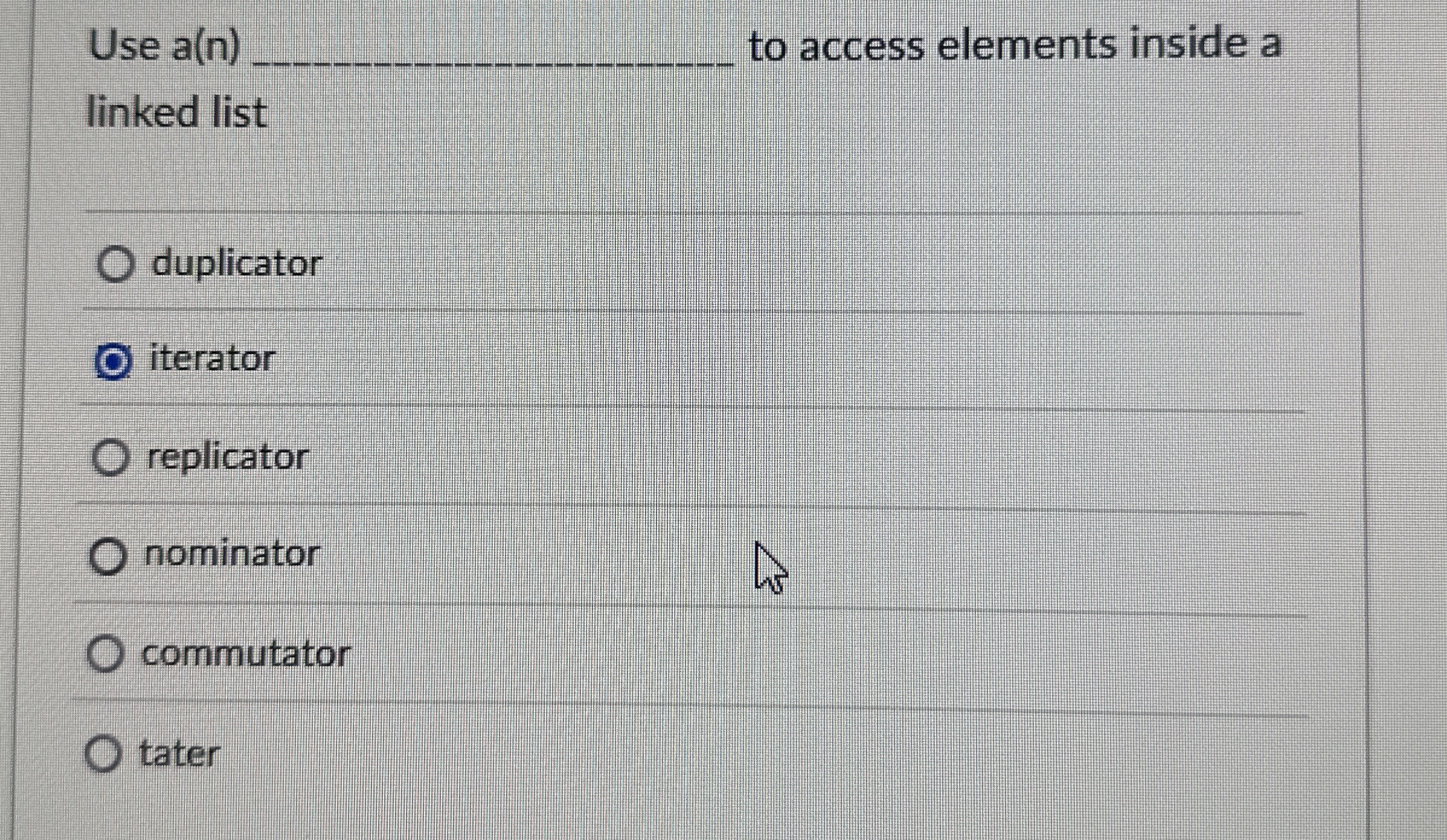 JAVA Use a ( n ) _ _ _ _ _ to access elements