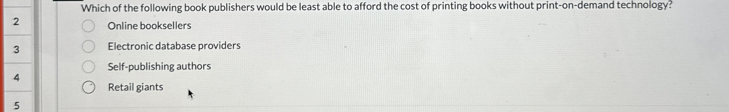 Which of the following book publishers would be