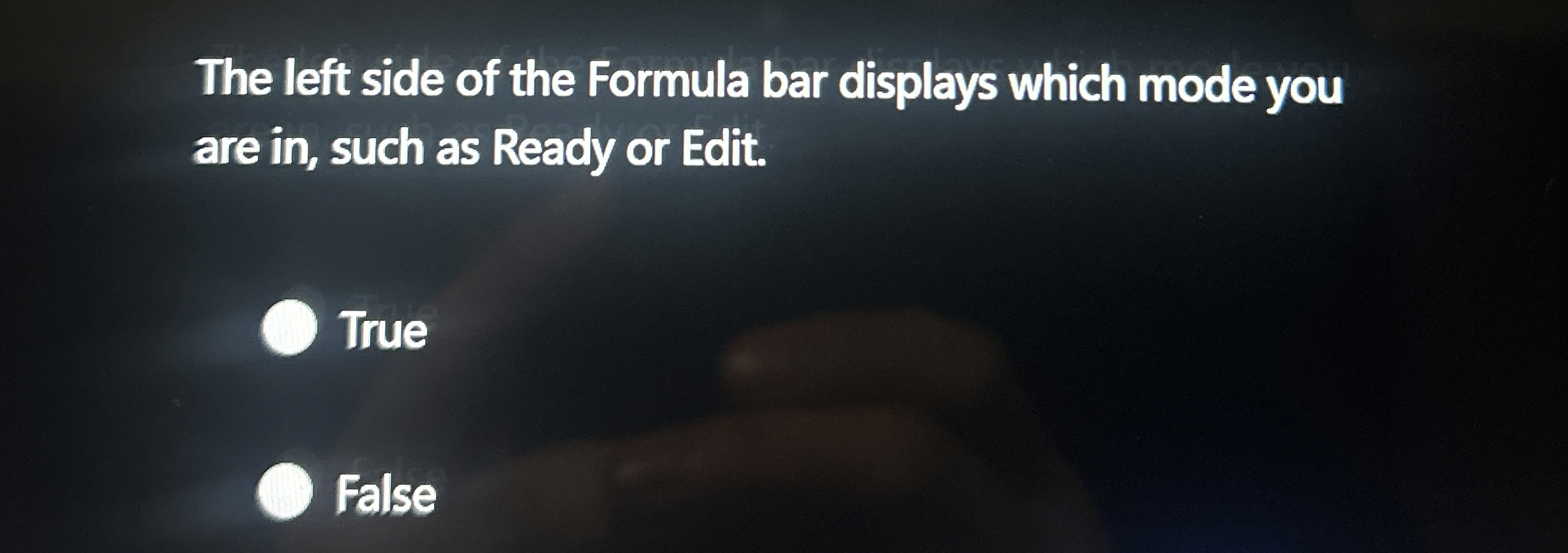 The left side of the Formula bar displays which