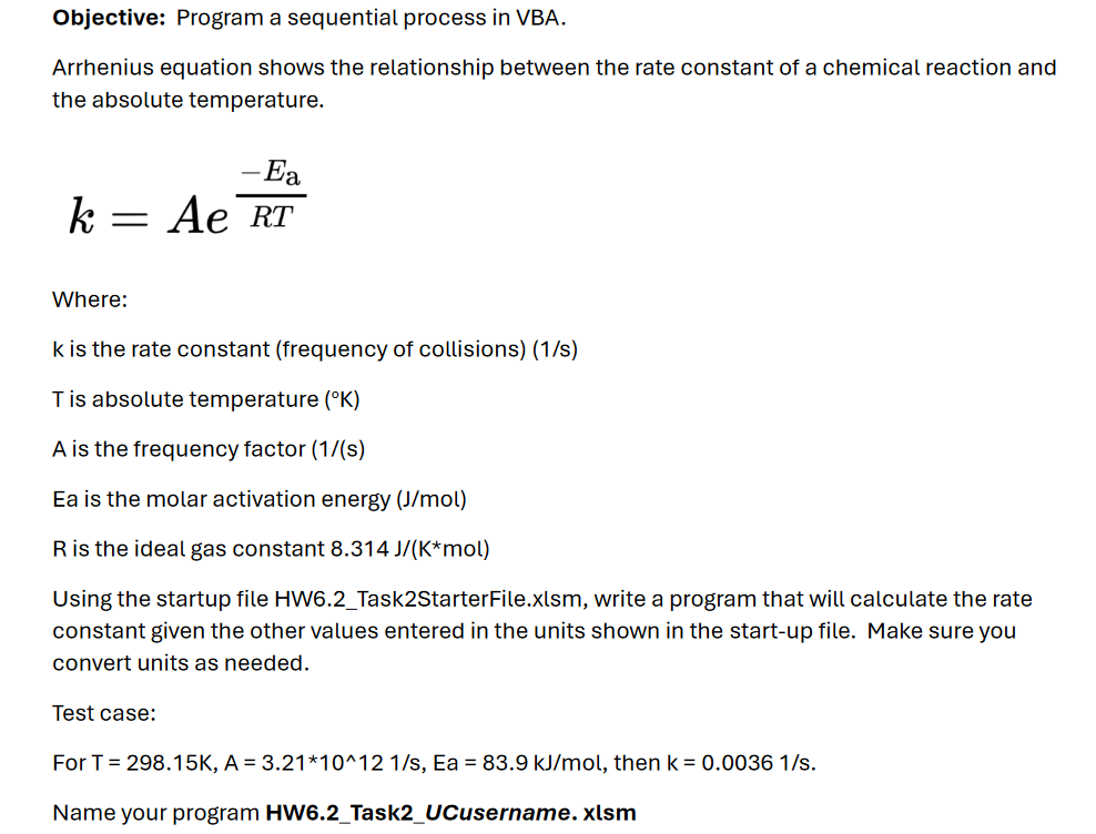 Objective: Program a sequential process in VBA.