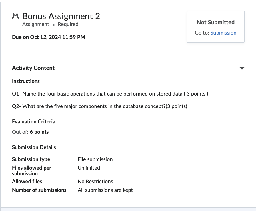 Activity Content Instructions Q 1 - Name the four