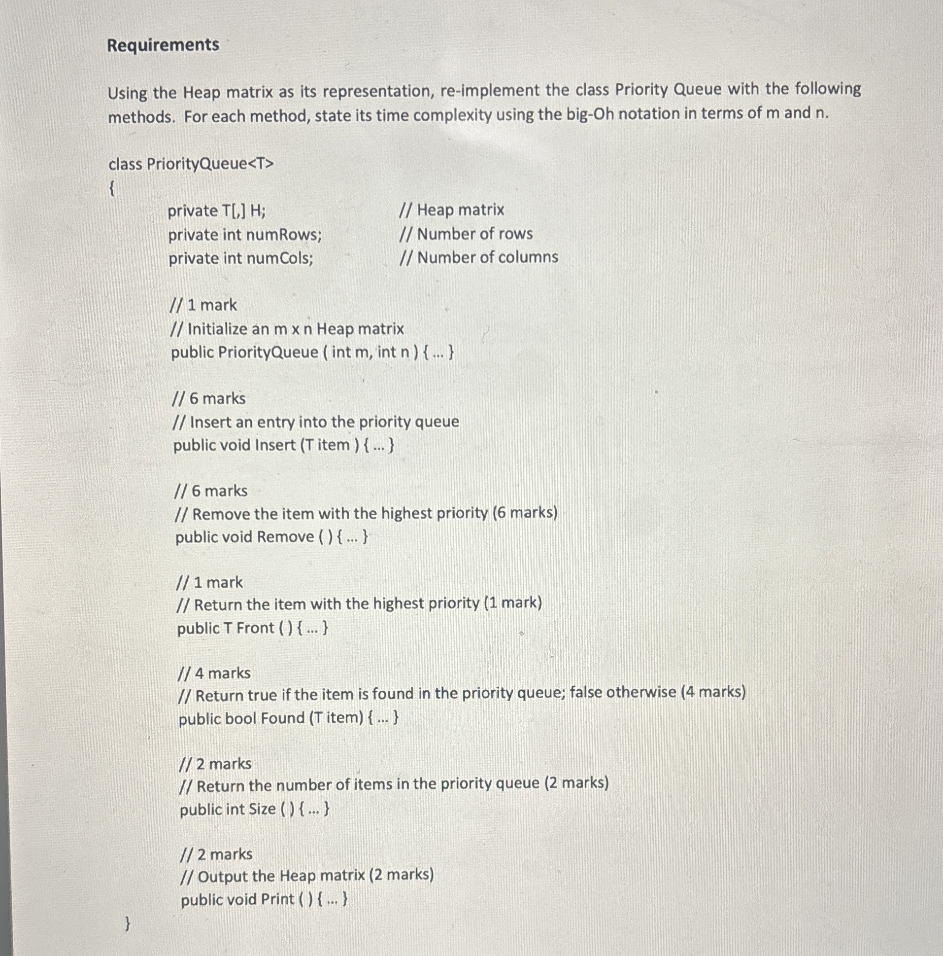 Write this code in C# language. Part A: Heap