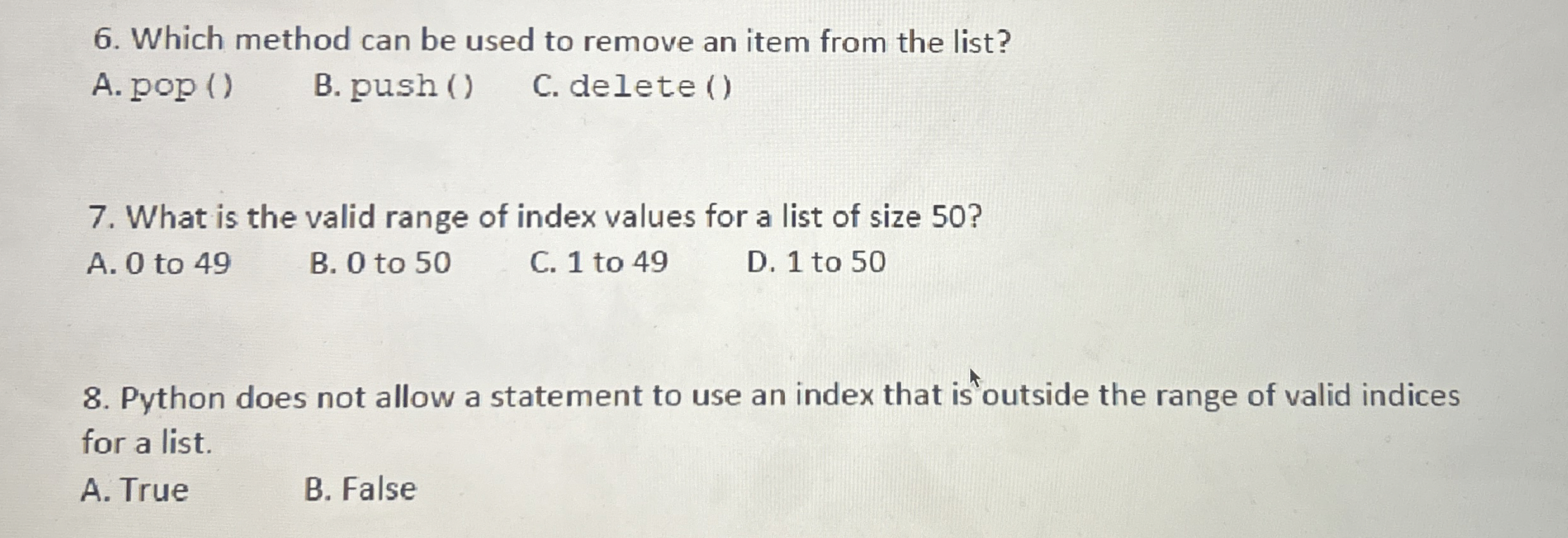 Which method can be used to remove an item from
