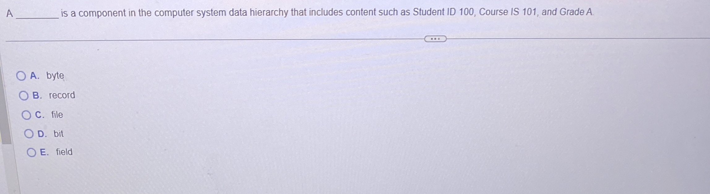 A is a component in the computer system data