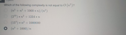 Which of the following complexity is not equal to