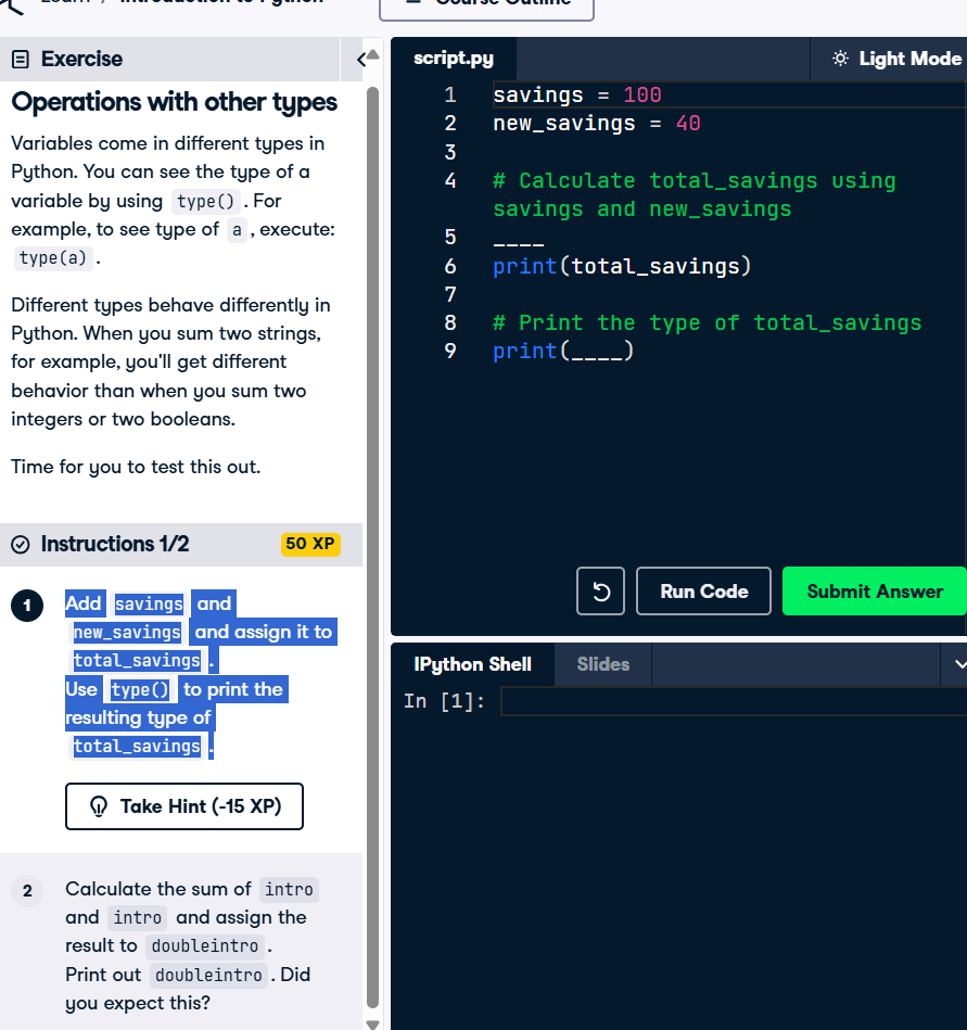 Add savings and new _ savings and assign it to
