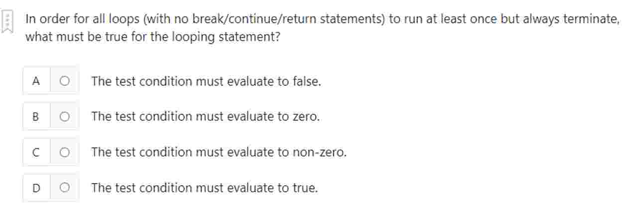 In order for all loops ( with no break / continue