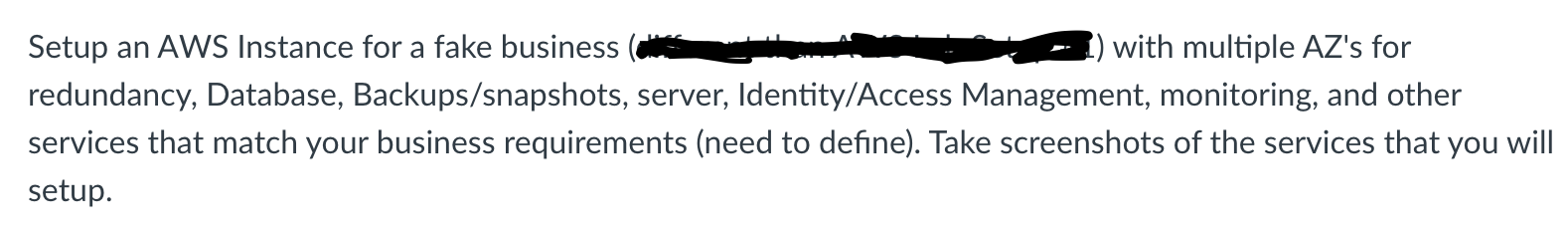 Setup an AWS Instance for a fake business with