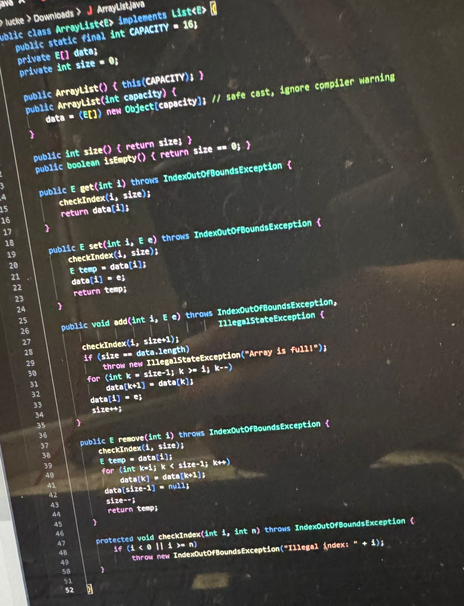 Write the ArrayList class using a fixed - size