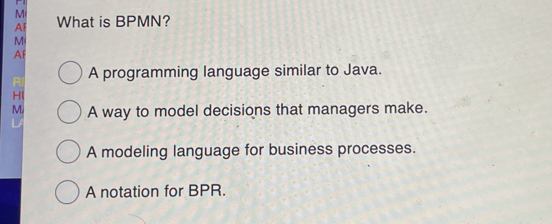 What is BPMN ? A programming language similar to