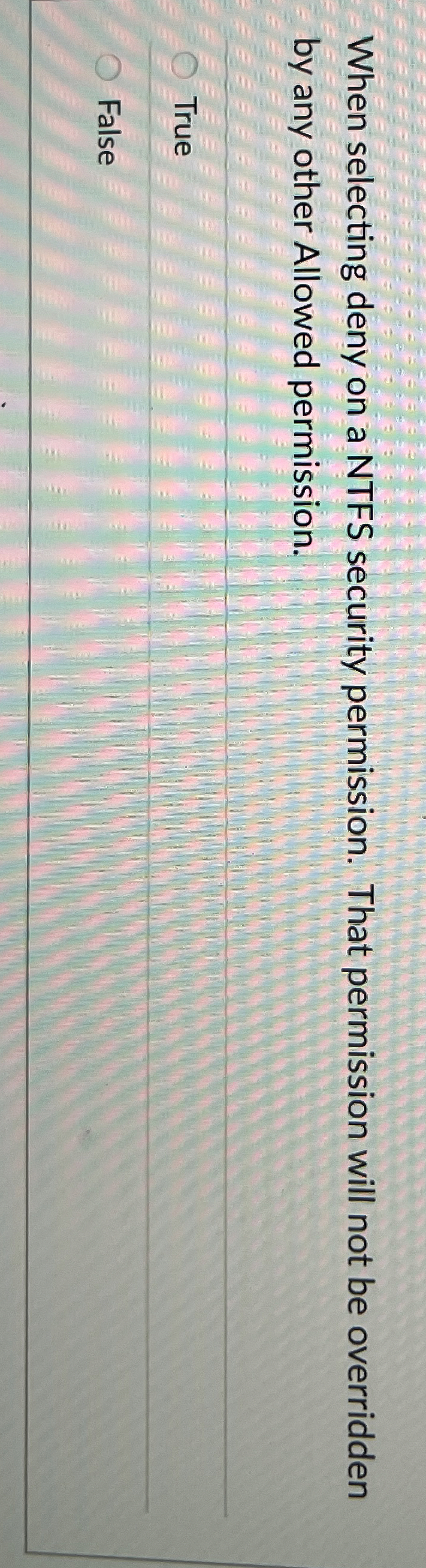 When selecting deny on a NTFS security