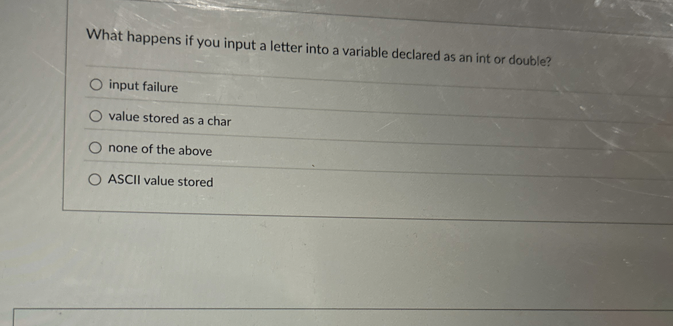 What happens if you input a letter into a