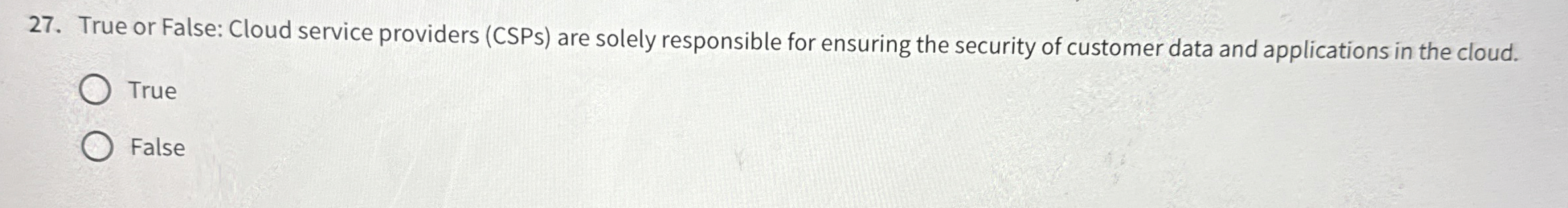 True or False: Cloud service providers ( CSPs )